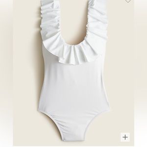 J.Crew Ruffle Scoopback One-piece Swimsuit (white) - Size 6